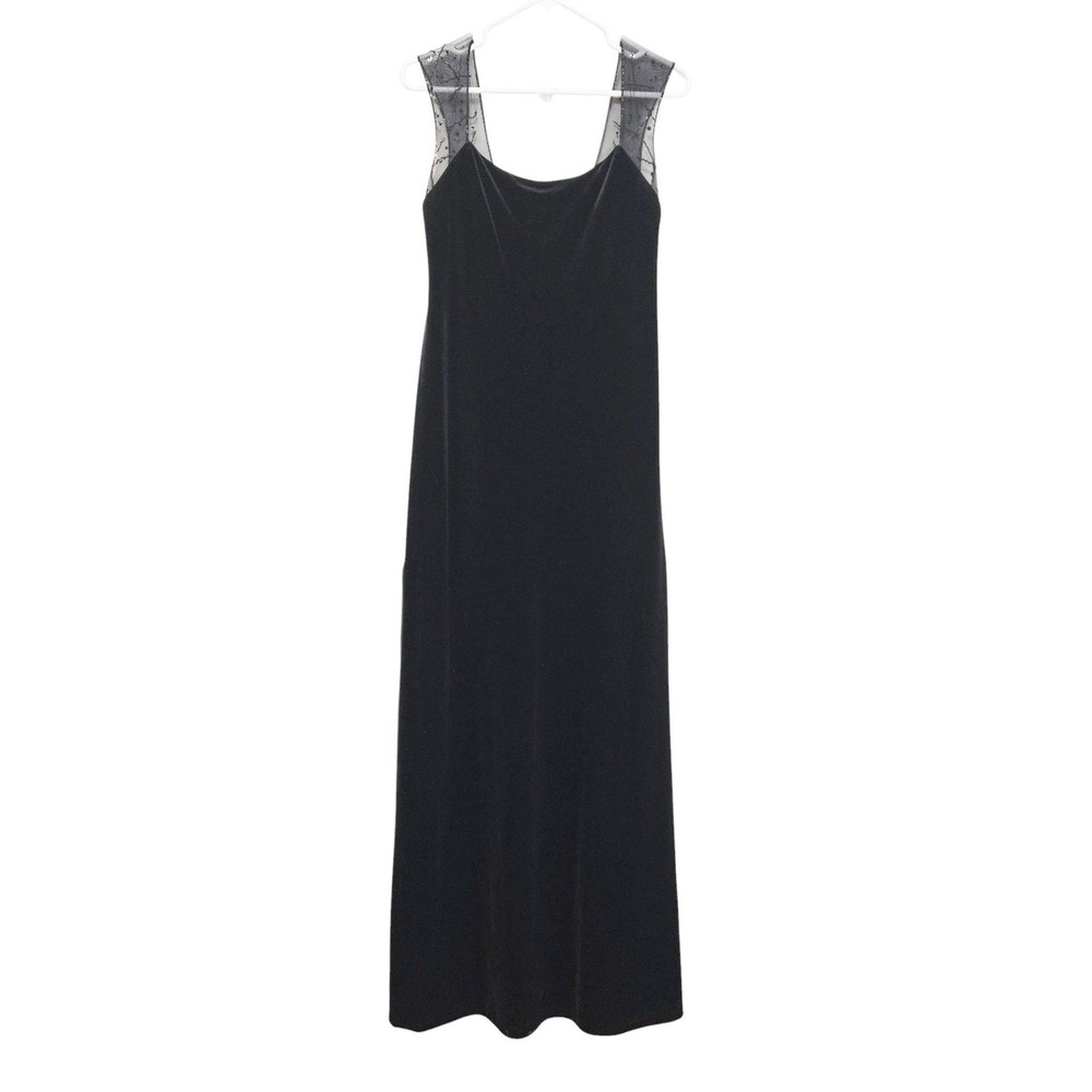 Laundry Shelli Segal Black Velvet Beaded Back Gown Dress 10 Formal Whimsigoth